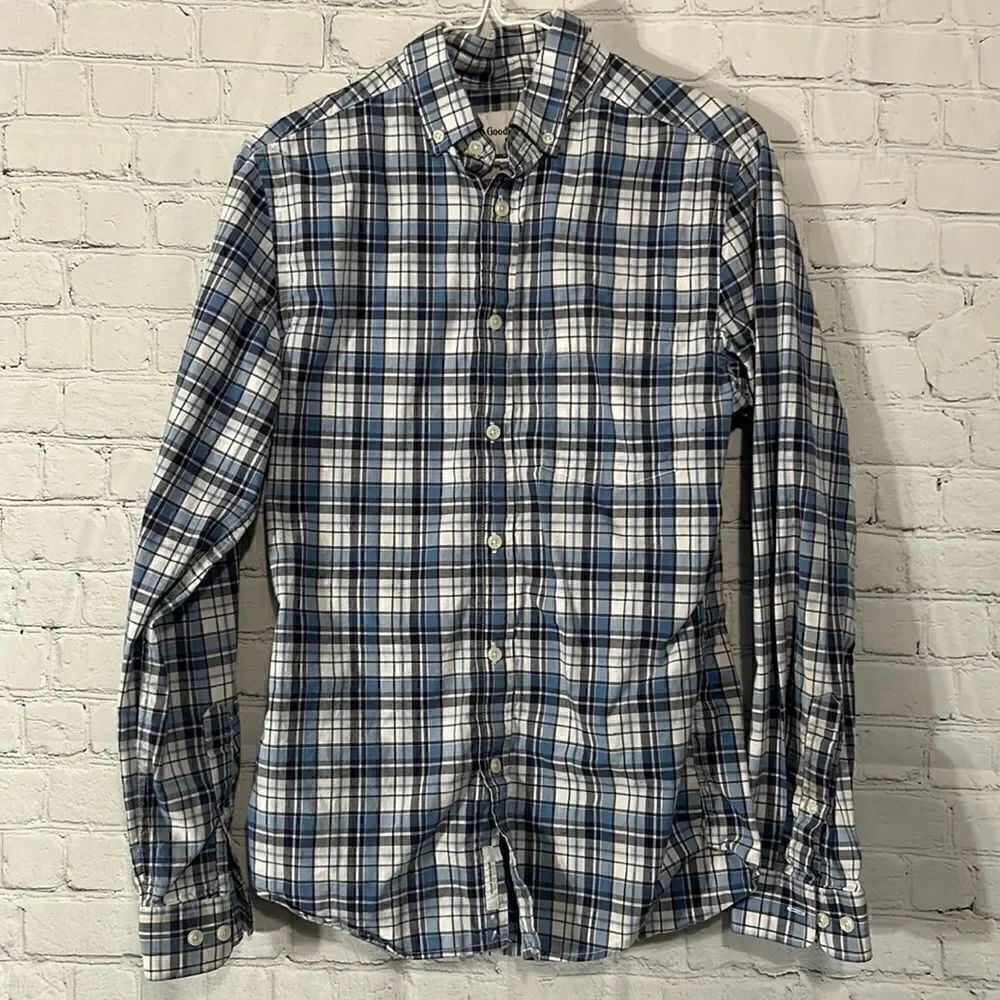 Goodfellow Plaid Button Top Slim Small - Picture 1 of 2